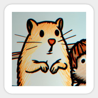 cute yellow mouse painting Sticker